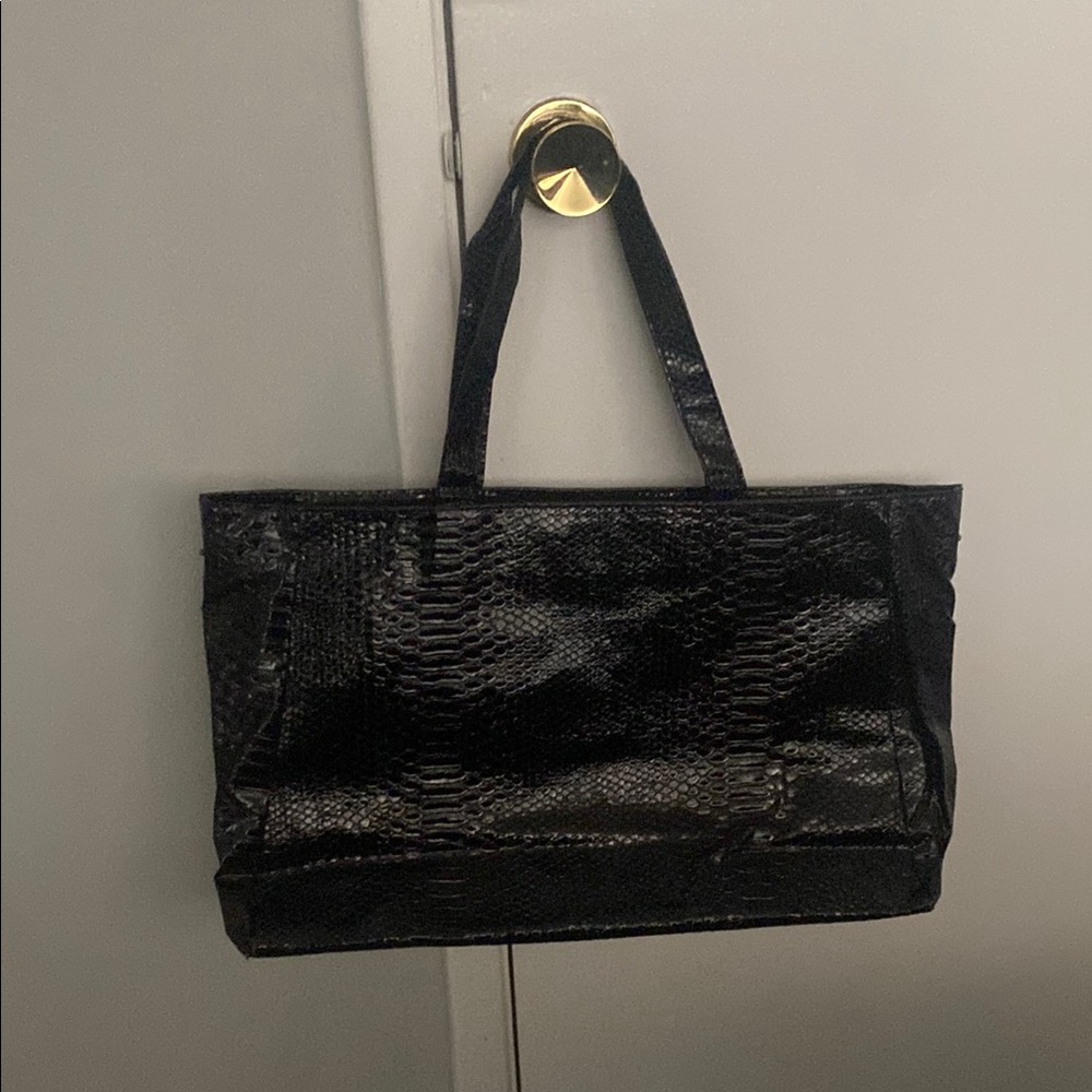Jessica Simpson Black Crocodile Embossed Tote